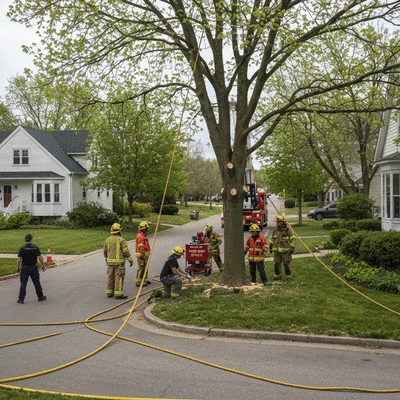 Image showcasing emergency tree removal process