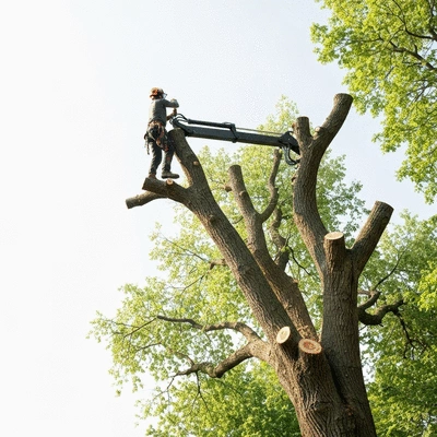 Professional tree removal in action
