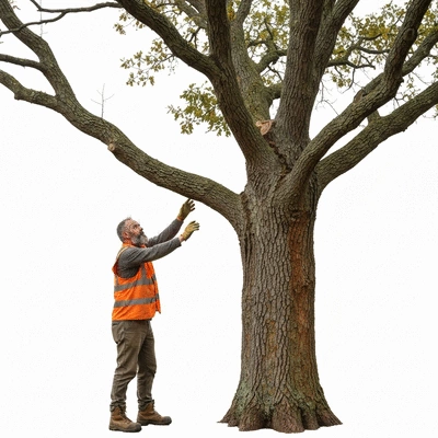 User assessing a tree for removal